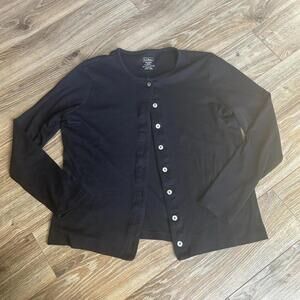 Ll Bean Cardigan Womens SM/Reg Black Supima Cotton Long Sleeve Button Up